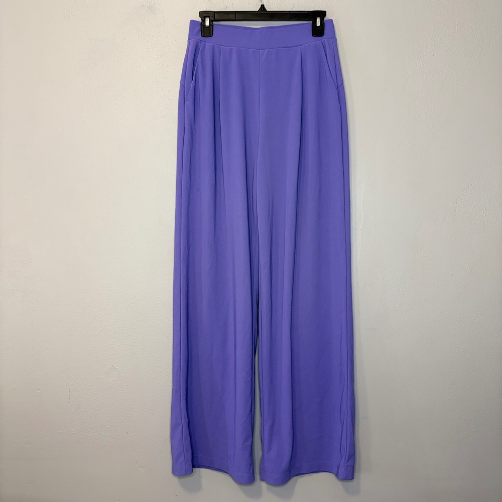 Halara Wide Leg Pants Women Small Tall Purple High Waisted Pleated Flowy Stretch